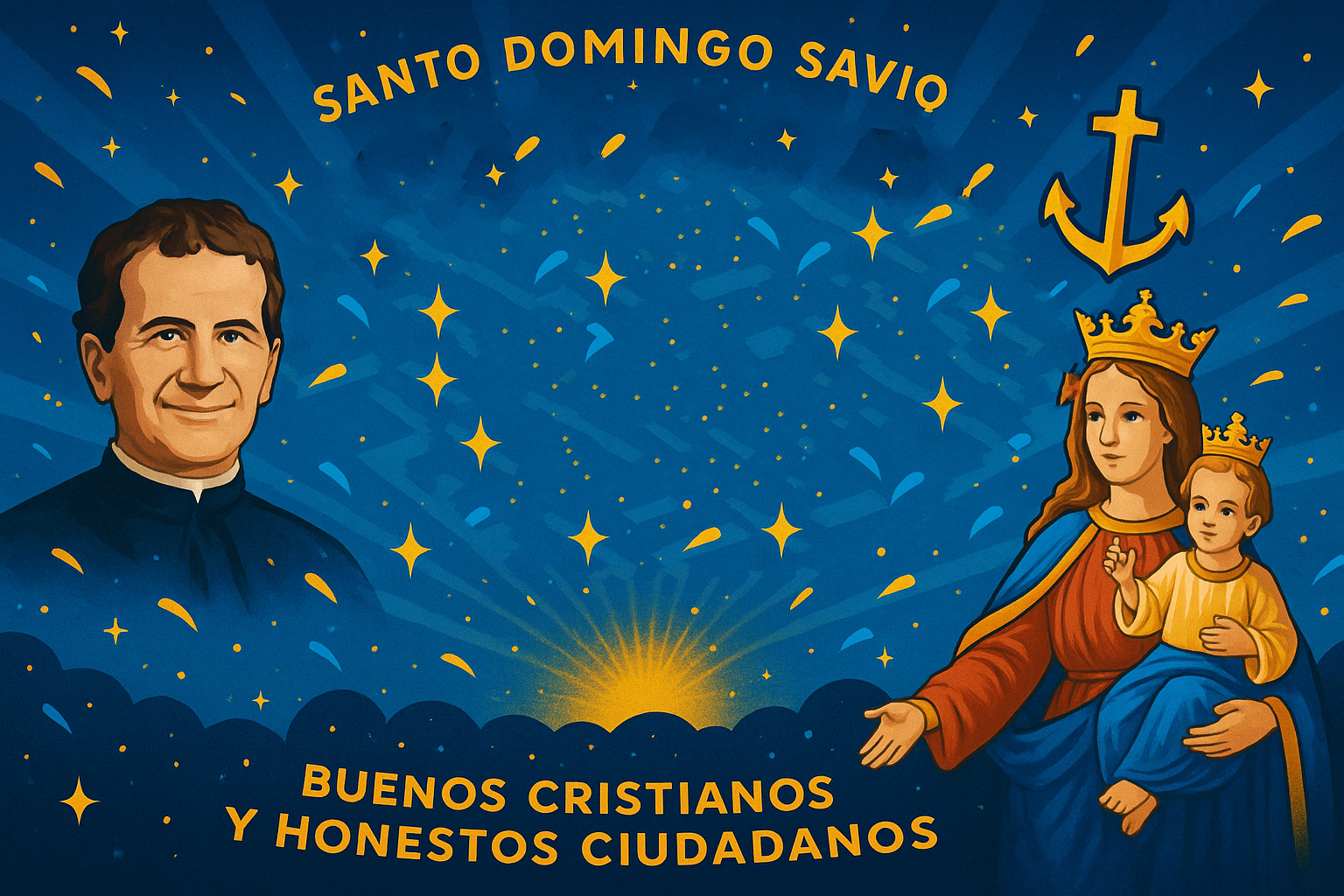Jóvenes celebrando la Semana Salesiana en el patio del colegio